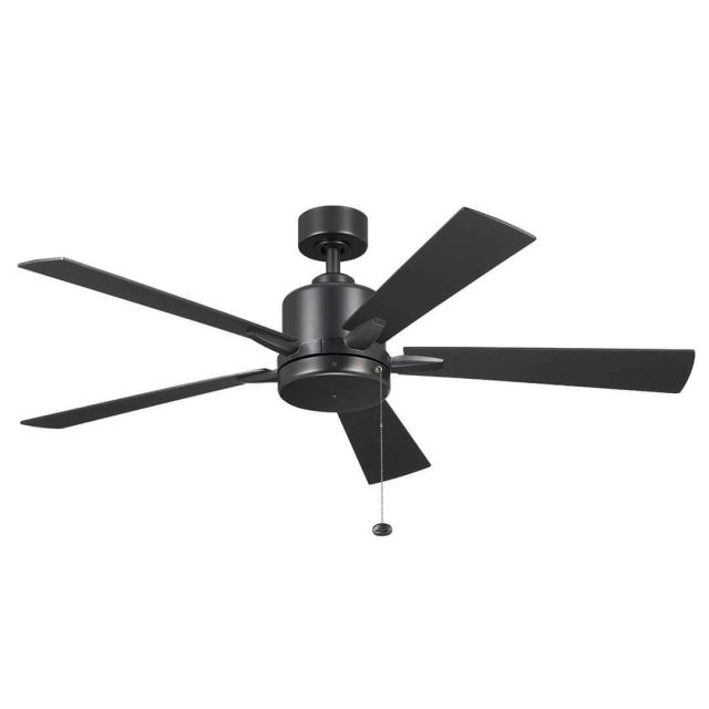 Kichler 330242SBK Lucian 52 inch 5 Blade Pull Chain Ceiling Fan in Satin Black with Reversible Silver and Black Blades