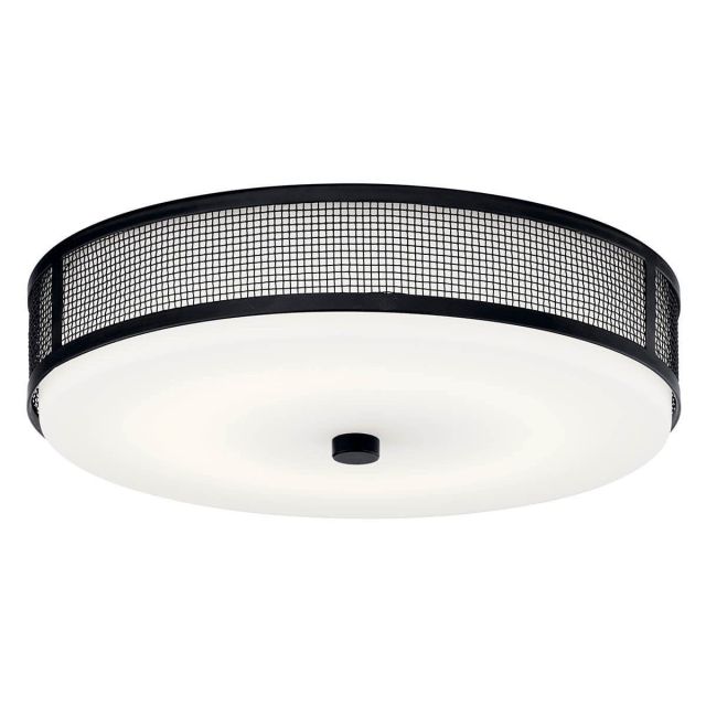 Kichler Ceiling Space 13 inch LED Flush Mount in Black with Opal Etched Glass 42379BKLEDR