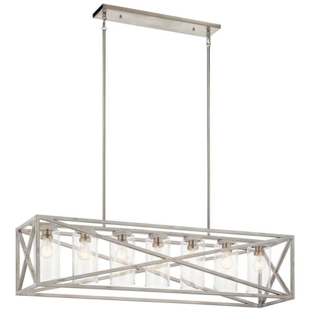 Kichler 44082DAW Moorgate 7 Light 48 inch Single Linear Light in Distressed Antique White with Clear Glass