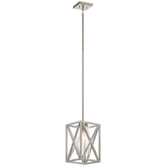 Kichler 44083DAW Moorgate 1 Light 8 Inch Pendant in Distressed Antique White with Clear Glass