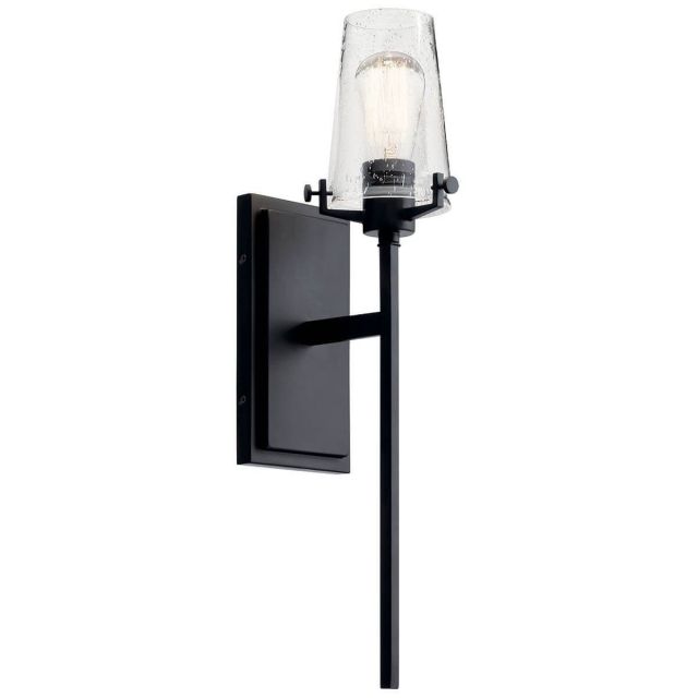Kichler Alton 1 Light 22 inch Tall Wall Sconce in Black with Seeded Glass 45295BK
