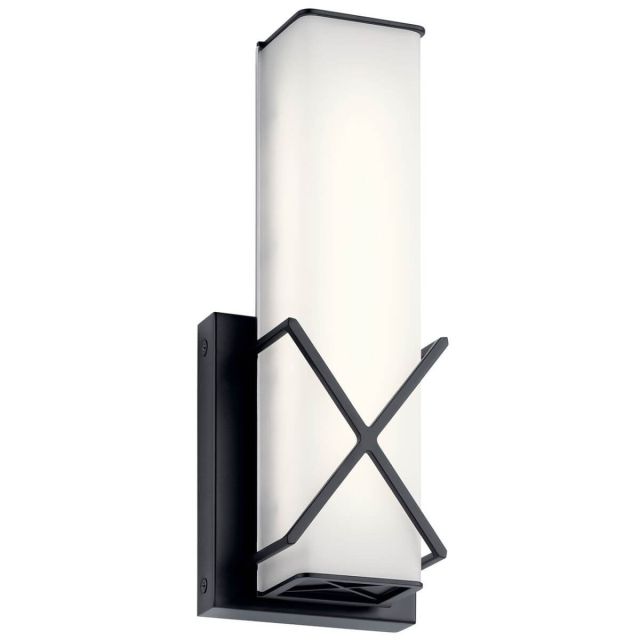 Kichler Trinsic 12 inch Tall LED Wall Sconce in Matte Black with Satin Etched White Glass 45656MBKLED
