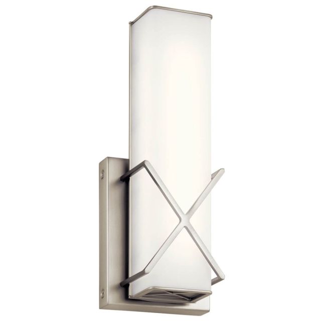 Kichler Trinsic 12 inch Tall LED Wall Sconce in Brushed Nickel with Satin Etched White Glass 45656NILED