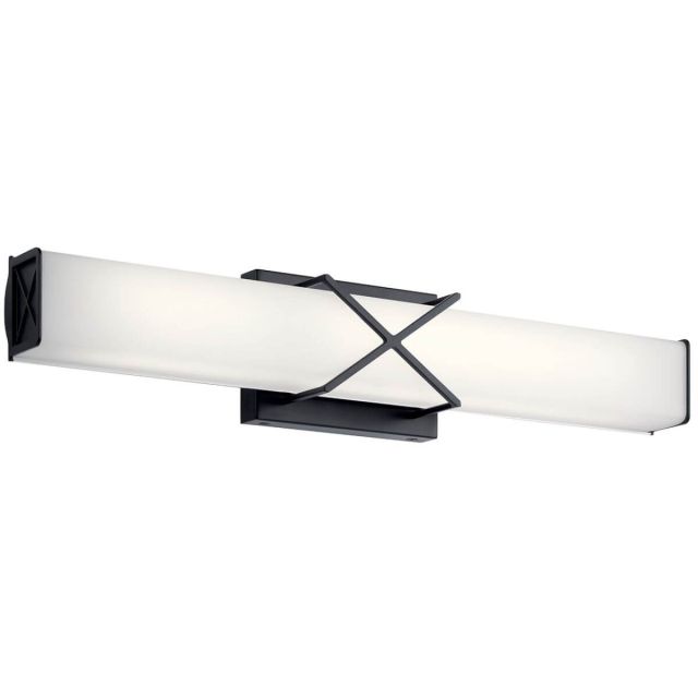 Kichler 45657MBKLED Trinsic 22 inch Linear LED Vanity Light in Matte Black with Satin Etched White Glass