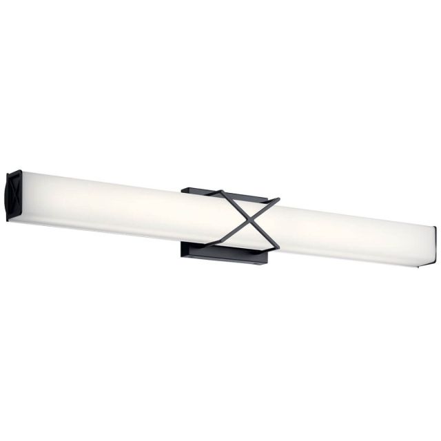 Kichler Trinsic 32 inch Linear LED Vanity Light in Matte Black with Satin Etched White Glass 45658MBKLED