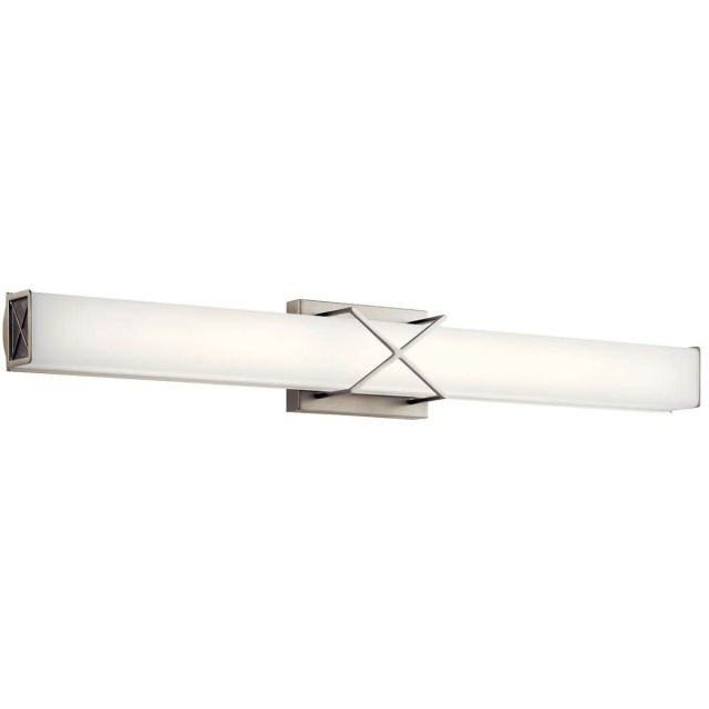 Kichler Trinsic 32 inch Linear LED Vanity Light in Brushed Nickel with Satin Etched White Glass 45658NILED