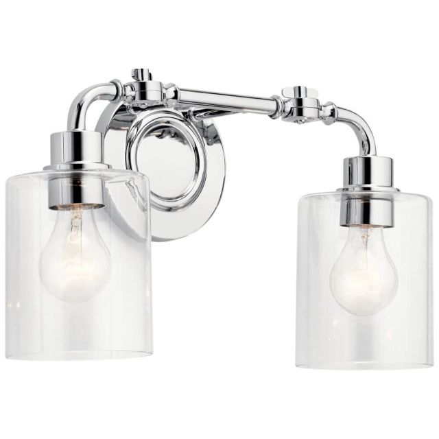 Kichler 45665CH Gunnison 2 Light 17 inch Vanity Light in Chrome with Clear Glass
