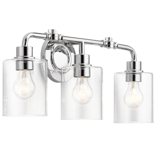Kichler 45666CH Gunnison 3 Light 24 inch Vanity Light in Chrome with Clear Glass