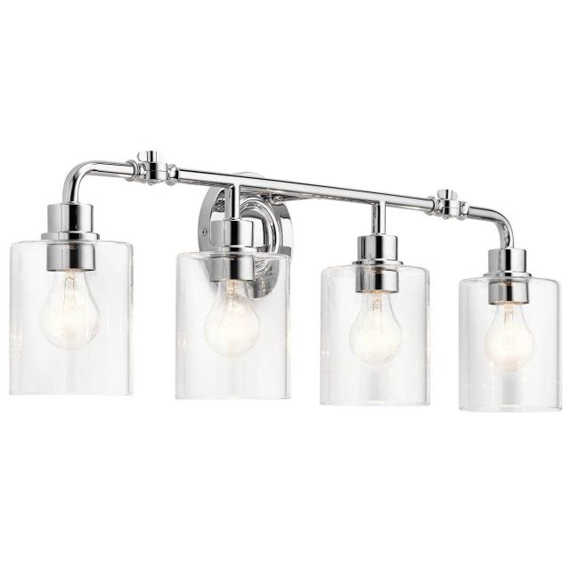 Kichler 45667CH Gunnison 4 Light 34 inch Vanity Light in Chrome with Clear Glass