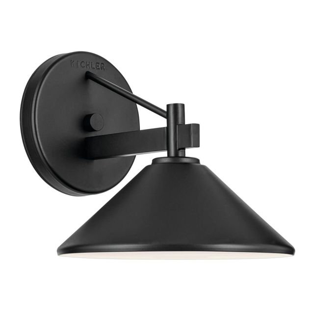 Kichler 49059BK Ripley 1 Light 8 inch Tall Outdoor Wall Light in Black with Metal Cone Shade