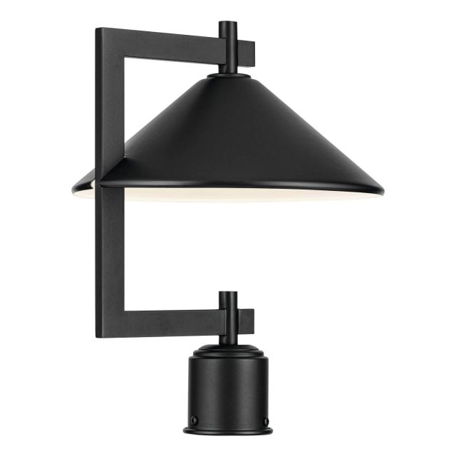 Kichler 49063BK Ripley 1 Light 16 inch Tall Outdoor Post Light in Black with Metal Cone Shade