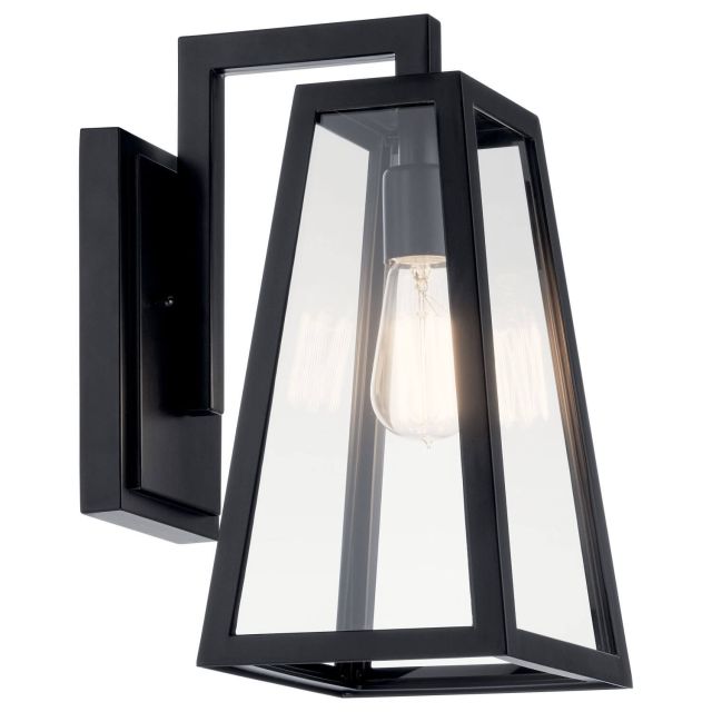 Kichler Delison 1 Light 14 inch Tall Outdoor Wall Light in Black with Clear Tempered Glass 49331BK