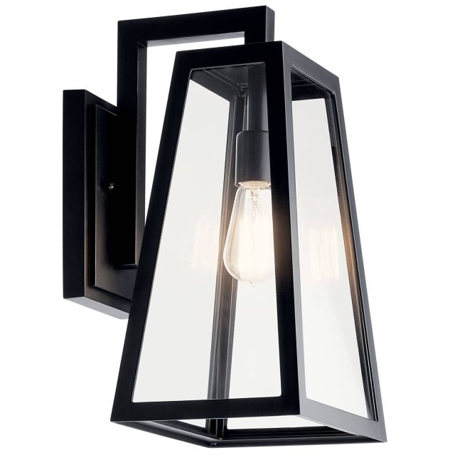 Kichler Delison 1 Light 17 inch Tall Outdoor Wall Light in Black with Clear Tempered Glass 49332BK