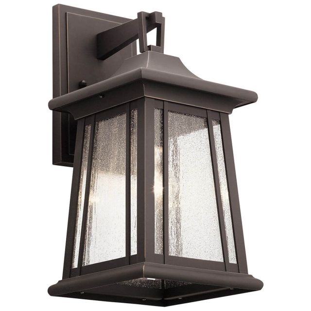 Kichler Taden 1 Light 17 inch Tall Outdoor Wall Light in Rubbed Bronze with Clear Seeded Glass 49909RZ
