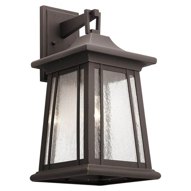 Kichler Taden 1 Light 21 inch Tall Outdoor Wall Light in Rubbed Bronze with Clear Seeded Glass 49910RZ