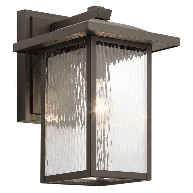 Kichler Capanna 1 Light 13 inch Tall Outdoor Wall Light in Olde Bronze with Clear Water Glass 49925OZ