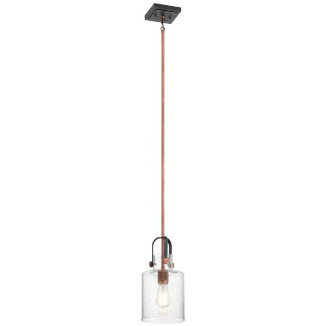 Kichler 52035ACO Kitner 1 Light 7 inch Pendant in Antique Copper with Clear Seeded Glass