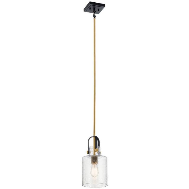 Kichler 52035NBR Kitner 1 Light 7 inch Pendant in Natural Brass with Clear Seeded Glass