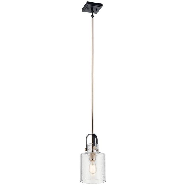 Kichler 52035PN Kitner 1 Light 7 inch Pendant in Polished Nickel with Clear Seeded Glass
