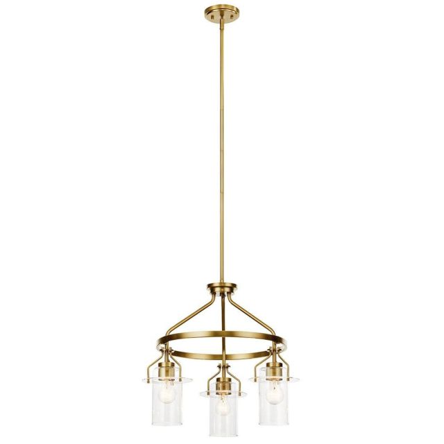 Kichler Everett 3 Light 23 inch Round Chandelier in Brushed Brass with Clear Glass 52377NBR