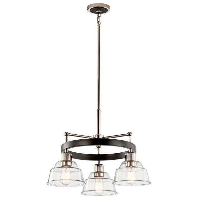 Kichler Eastmont 3 Light 23 inch Small Chandelier in Polished Nickel with Clear Glass 52402PN