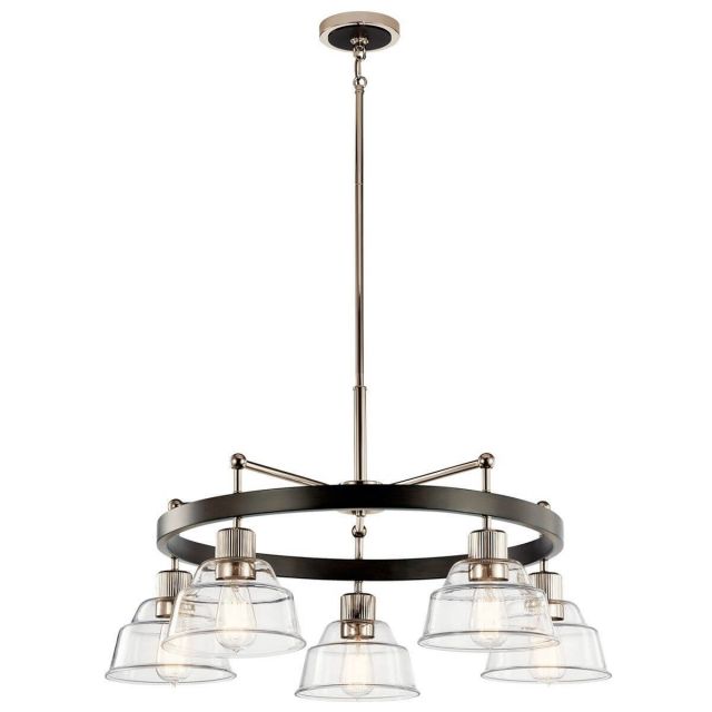 Kichler Eastmont 5 Light 32 inch Large Chandelier in Polished Nickel with Clear Glass 52403PN