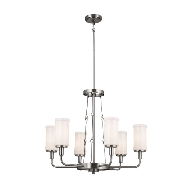 Kichler 52451CLP Vetivene 6 Light 29 inch Chandelier in Classic Pewter with Opal Glass