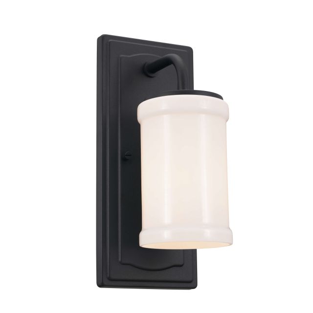 Kichler 52454BKT Vetivene 1 Light 12 inch Tall Wall Sconce in Textured Black with Opal Glass