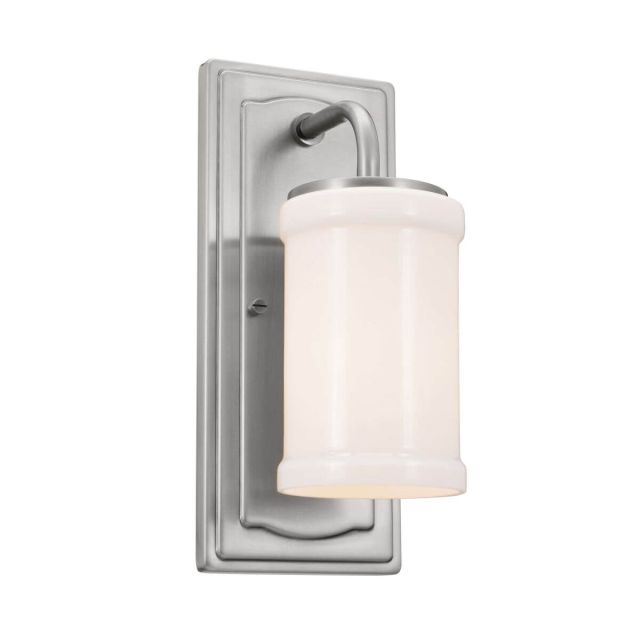 Kichler 52454CLP Vetivene 1 Light 12 inch Tall Wall Sconce in Classic Pewter with Opal Glass