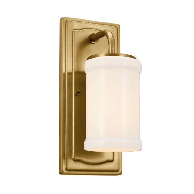 Kichler 52454NBR Vetivene 1 Light 12 inch Tall Wall Sconce in Natural Brass with Opal Glass