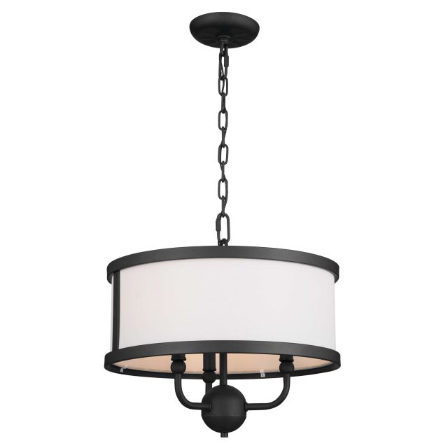 Kichler 52465BKT Heddle 3 Light 16 inch Chandelier Convertible to Semi-Flush Mount in Textured Black with Fabric Shade
