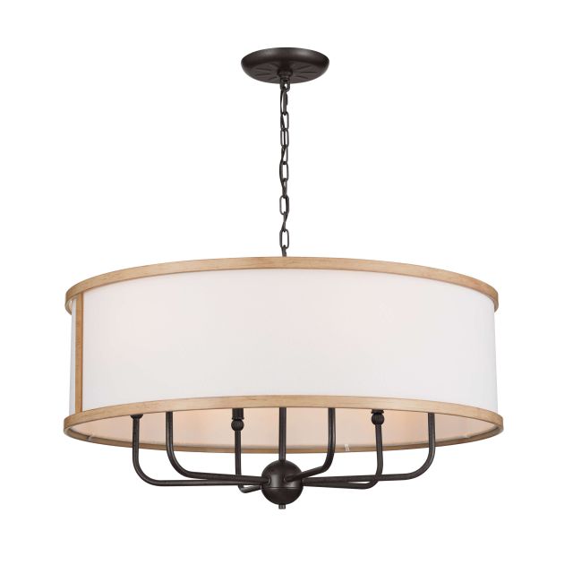 Kichler 52466AVI Heddle 6 Light 31 inch Chandelier in Anvil Iron with Fabric Shade