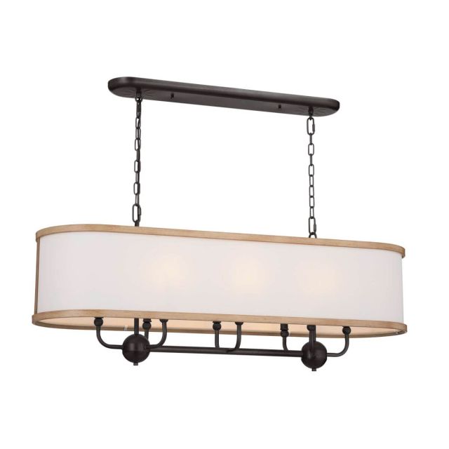 Kichler 52467AVI Heddle 8 Light 43 inch Linear Light in Anvil Iron with Fabric Shade