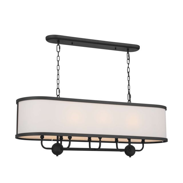 Kichler 52467BKT Heddle 8 Light 43 inch Linear Light in Textured Black with Fabric Shade