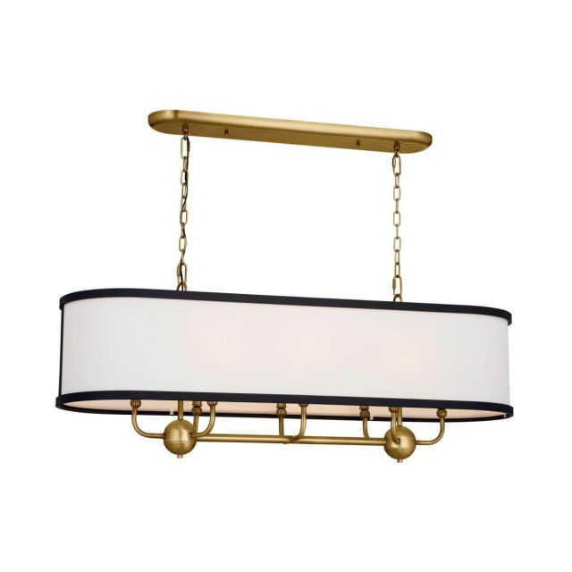 Kichler 52467NBR Heddle 8 Light 43 inch Linear Light in Natural Brass with Fabric Shade