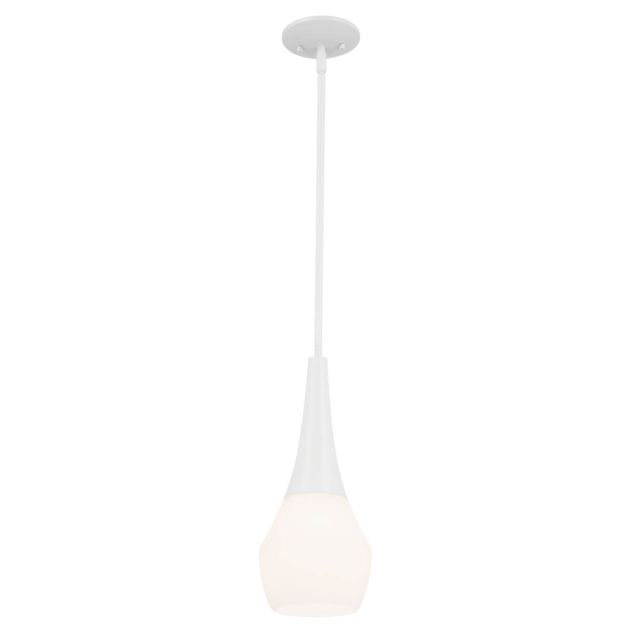 Kichler 52529WH Deela 1 Light 7 inch Mini Pendant in White with Satin Etched Cased Opal Glass