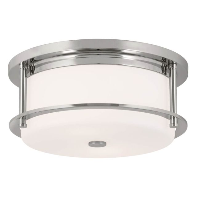Kichler 52595PN Brit 2 Light 12 inch Flush Mount in Polished Nickel with Satin Etched Cased Opal Glass