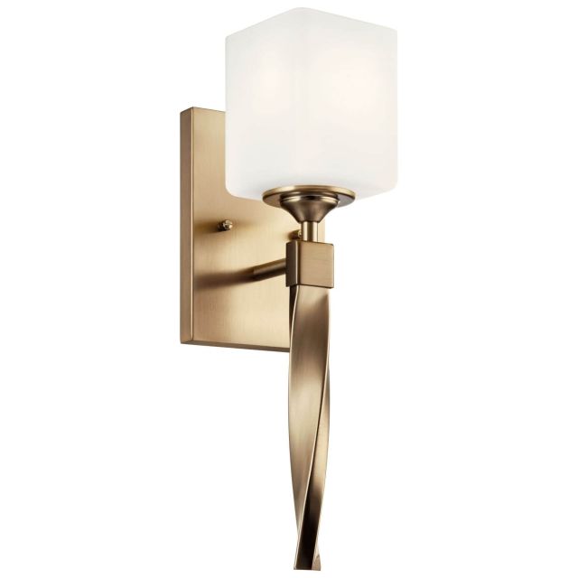 Kichler 55000CPZ Marette 1 Light 16 inch Tall Wall Sconce in Champagne Bronze with Satin Etched Cased Opal Glass