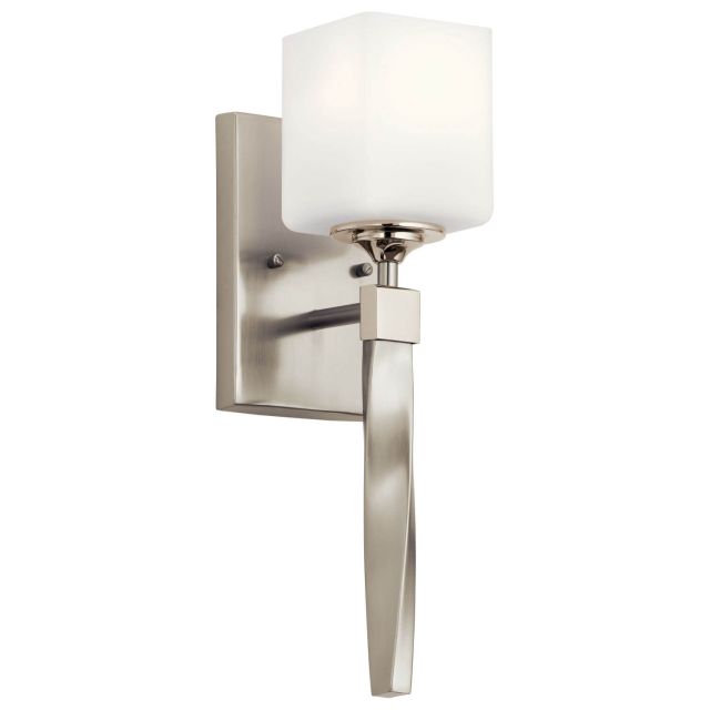 Kichler 55000NI Marette 1 Light 16 inch Tall Wall Sconce in Brushed Nickel with Satin Etched Cased Opal Glass