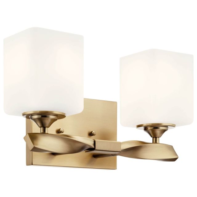 Kichler 55001CPZ Marette 2 Light 14 inch Bath Vanity Light in Champagne Bronze with Satin Etched Cased Opal Glass