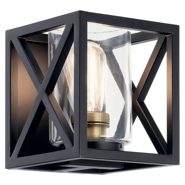Kichler 55063BK Moorgate 1 Light 7 inch Tall Wall Sconce in Black with Clear Glass