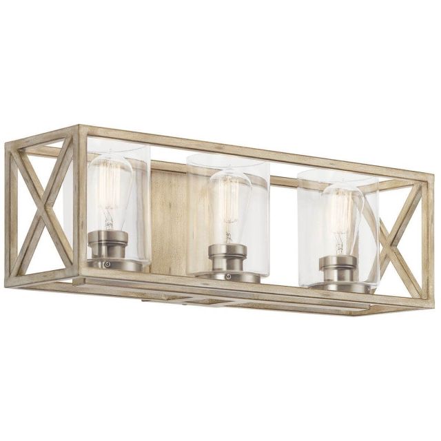 Kichler 55065DAW Moorgate 3 Light 23 inch Bath Light in Distressed Antiqued White with Clear Glass