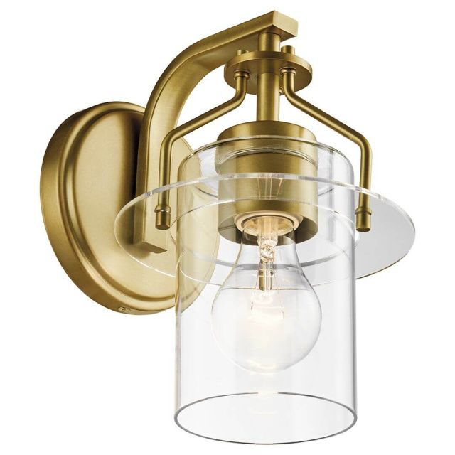 Kichler Everett 1 Light 9 inch Tall Wall Sconce in Brushed Brass with Clear Glass 55077NBR