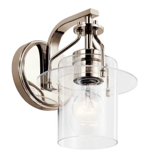 Kichler Everett 1 Light 9 inch Tall Wall Sconce in Polished Nickel with Clear Glass 55077PN