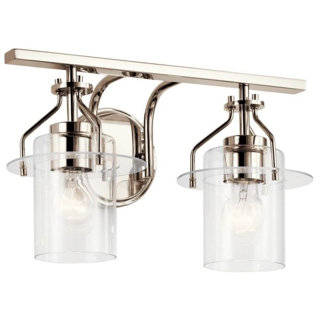 Kichler Everett 2 Light 16 inch Bath Light in Polished Nickel with Clear Glass 55078PN