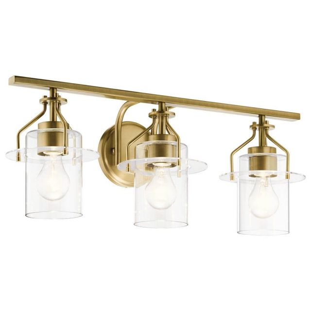Kichler Everett 3 Light 24 inch Bath Vanity Light in Brushed Brass with Clear Glass 55079NBR