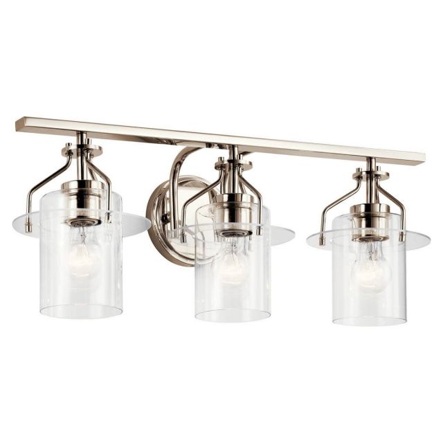 Kichler Everett 3 Light 24 inch Bath Light in Polished Nickel with Clear Glass 55079PN