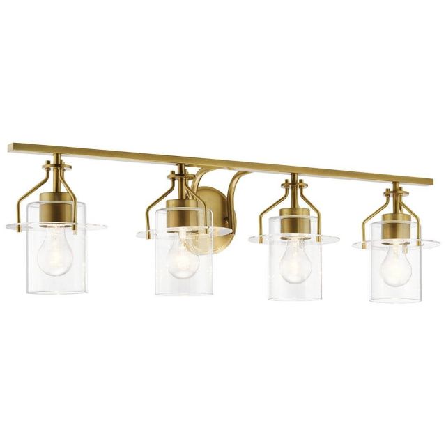Kichler Everett 4 Light 34 inch Bath Vanity Light in Brushed Brass with Clear Glass 55080NBR