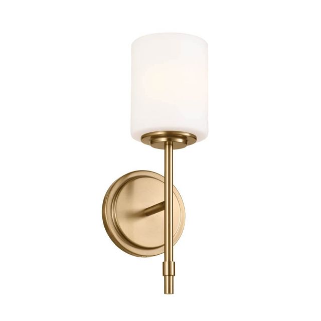 Kichler Ali 1 Light 15 inch Tall Wall Sconce in Brushed Natural Brass with Satin Etched Cased Opal Glass 55140BNB