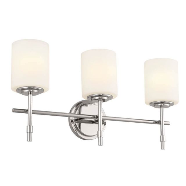 Kichler Ali 3 Light 23 inch Bath Light in Polished Nickel with Satin Etched Cased Opal Glass 55142PN
